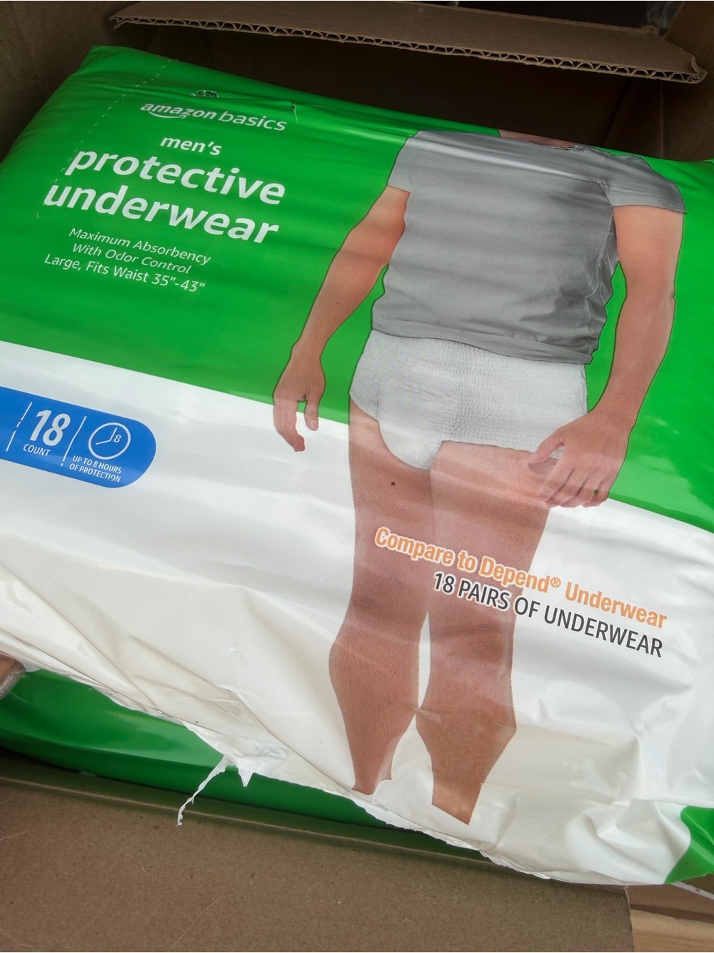Amazon Basics Men's Protective Underwear large 3 packs open box as is